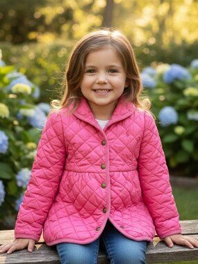 Polo Ralph Lauren Girls 6X Quilted Pink Jacket Snap Closure Lightweight Outerwea
